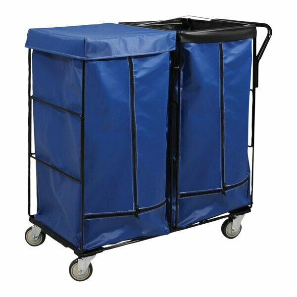 Royal Basket Trucks 14 Cu. Ft. Blue Double Compartment Collection Cart with 4 Swivel 50AR41BBXJ2A4UNN